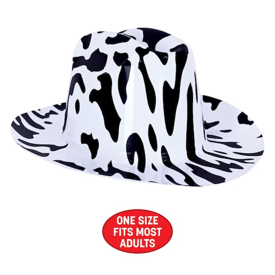 Cow Print Plastic Cowboy Hats, 5ct.